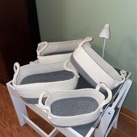 Cotton Rope Basket With Handles Decorative Blankets Round Storage Basket